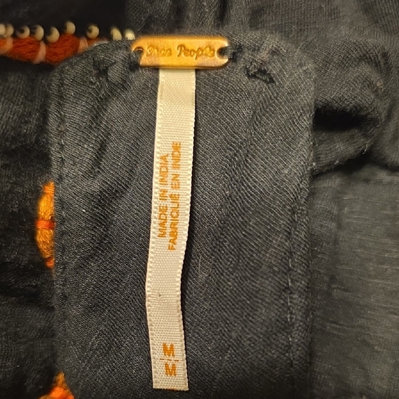 Free People Black and Orange Embroidered Crop Top - Picture 3 of 8